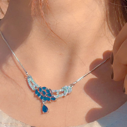 Sapphire Necklace and Earrings Set With Premium Box