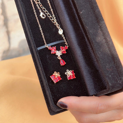 Red Crystal Necklace & Earring Set