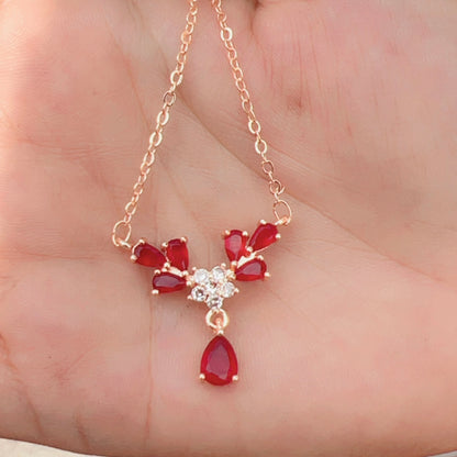 Red Crystal Necklace & Earring Set