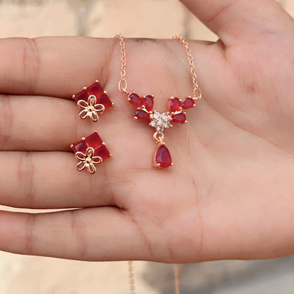 Red Crystal Necklace & Earring Set