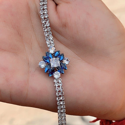 Elegant Sapphire & Diamond Tennis Bracelet – Timeless Luxury