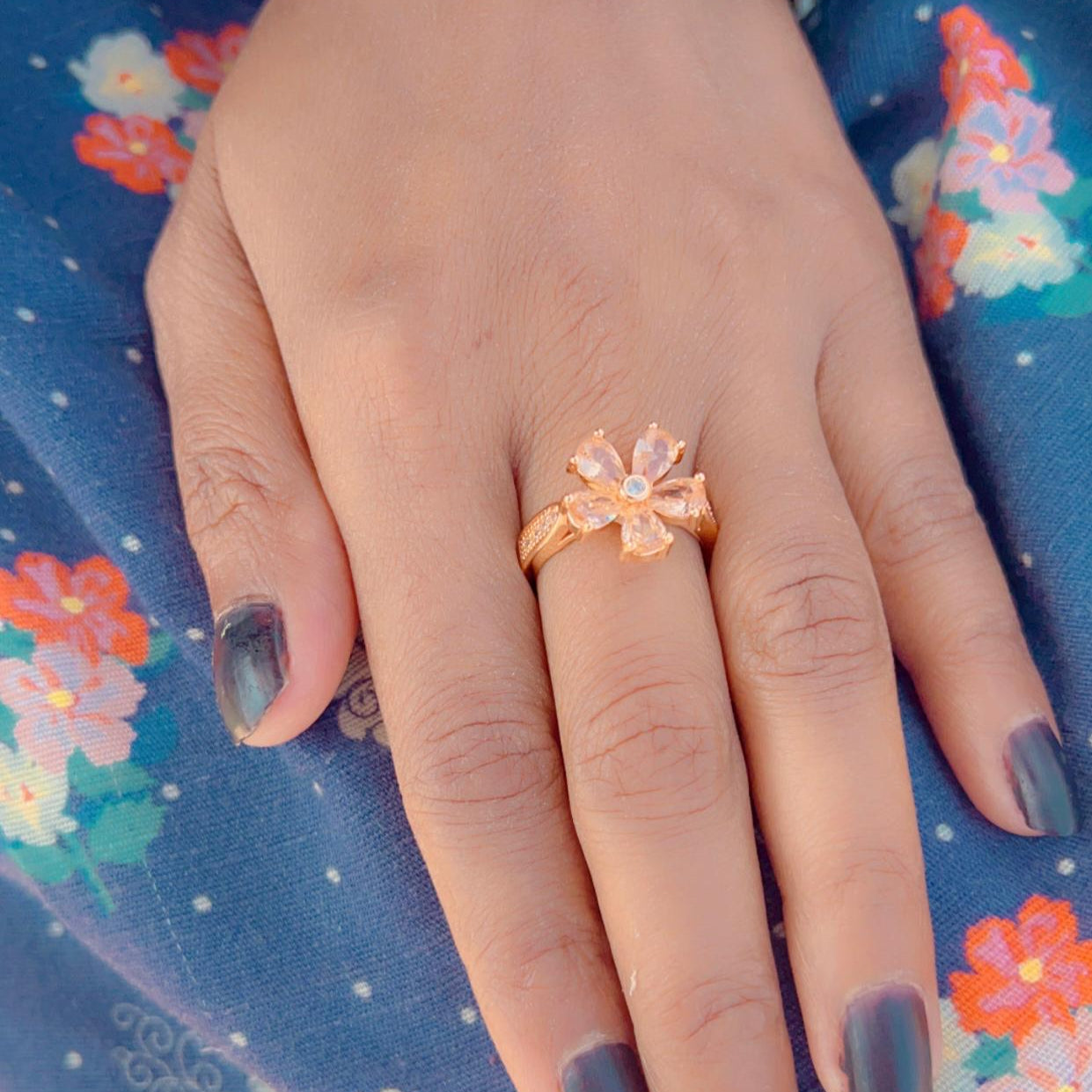 Gold-Plated Floral Ring With Premium Box